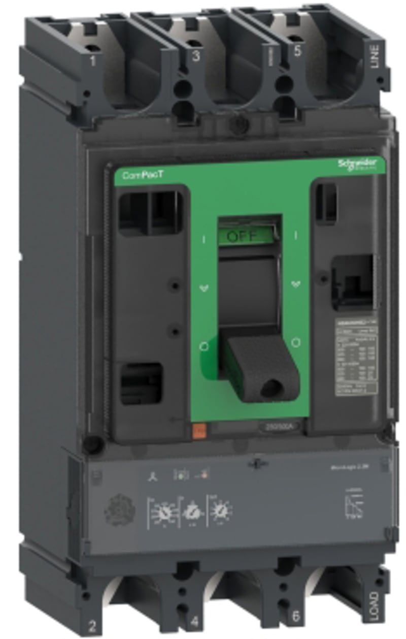 Schneider Electric Circuit breaker, ComPacT NSX630HB1, 75KA/690VAC, 3 poles, MicroLogic 2.3M trip unit 500A C63V32M500