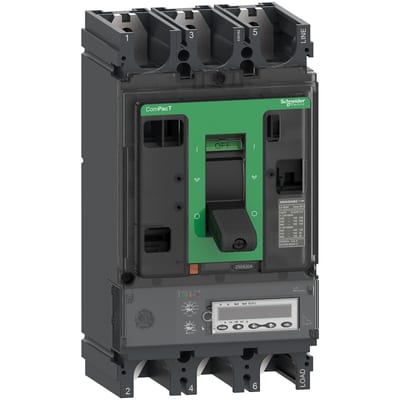 Schneider Electric Circuit breaker, ComPacT NSX630HB2, 100KA/690VAC, 3 poles, MicroLogic 6.3E trip unit 630A C63W36E630