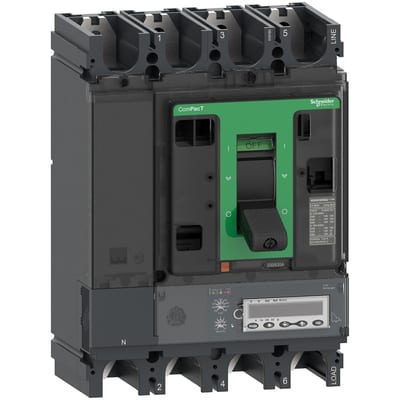 Schneider Electric Circuit breaker, ComPacT NSX630HB2, 100KA/690VAC, 4 poles, MicroLogic 5.3E trip unit 630A C63W45E630