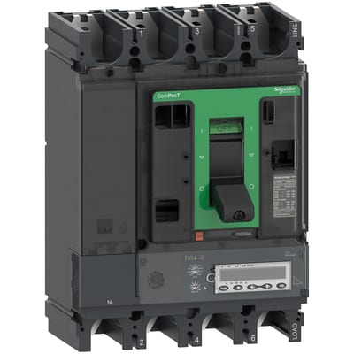 Schneider Electric Circuit breaker, ComPacT NSX630HB2, 100KA/690VAC, 4 poles, MicroLogic 6.3E trip unit 630A C63W46E630