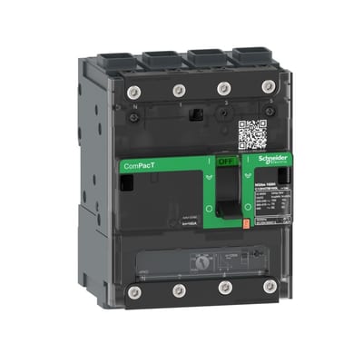 Schneider Electric Circuit breaker, ComPacT NSXm 63B, 25KA/415VAC, 4 poles 4D (neutral fully protected), TMD trip unit 40A, EverLink lugs C11B4TM040L