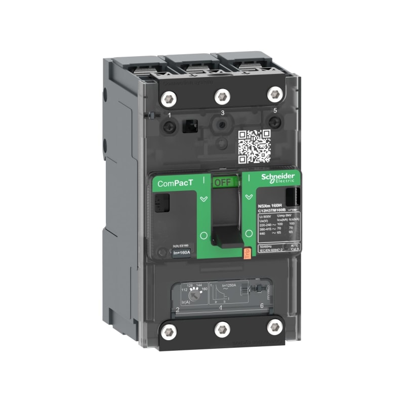Schneider Electric Circuit breaker, ComPacT NSXm 63B, 25KA/415VAC, 3 poles, TMD trip unit 32A, lugs/busbars C11B3TM032B