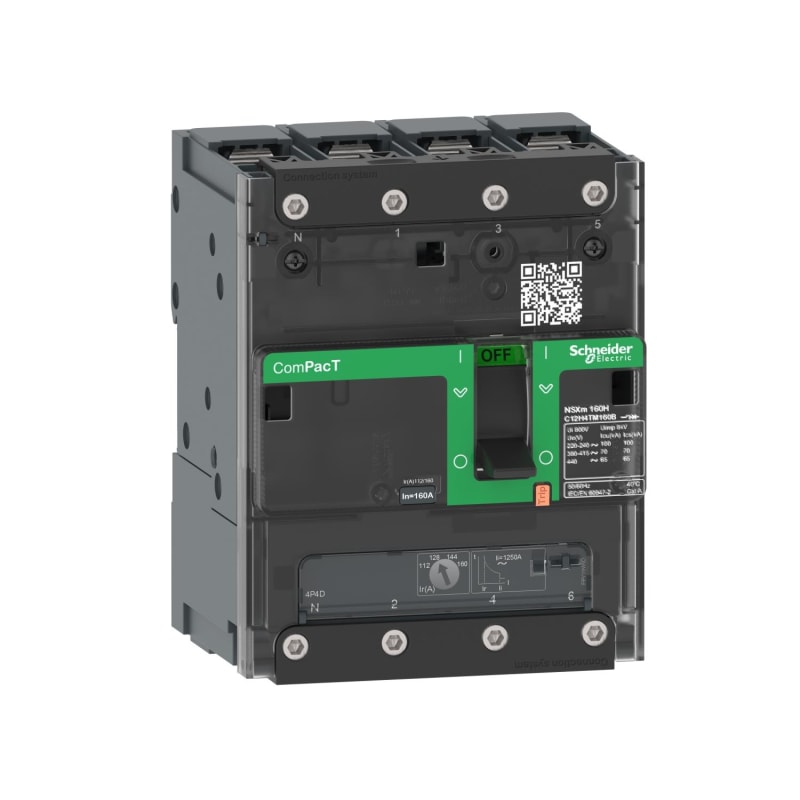 Schneider Electric Circuit breaker, ComPacT NSXm 63B, 25KA/415VAC, 4 poles 4D (neutral fully protected), TMD trip unit 25A, lugs/busbars C11B4TM025B