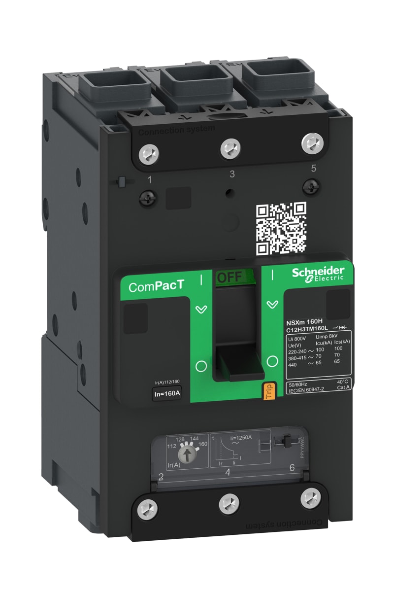 Schneider Electric Circuit breaker, ComPacT NSXm 63H, 70KA/415VAC, 3 poles, TMD trip unit 16A, EverLink lugs C11H3TM016L