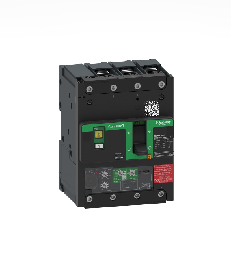 Schneider Electric Circuit breaker, ComPacT NSXm 63B, 25KA/415VAC, 3 poles, MicroLogic 4.1 trip unit 25A, lugs/busbars C11B34V025B