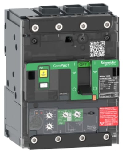 Schneider Electric Circuit breaker, ComPacT NSXm 63N, 50KA/415VAC, 3 poles, MicroLogic 4.1 trip unit 25A, EverLink lugs C11N34V025L
