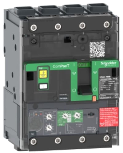Schneider Electric Circuit breaker, ComPacT NSXm 160N, 50KA/415VAC, 4 poles, MicroLogic 4.1 trip unit 160A, EverLink lugs C12N44V160L