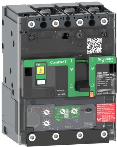 Schneider Electric Circuit breaker, ComPacT NSXm 160N, 50KA/415VAC, 3 poles, MicroLogic 4.1 trip unit 160A, lugs/busbars C12N34V160B