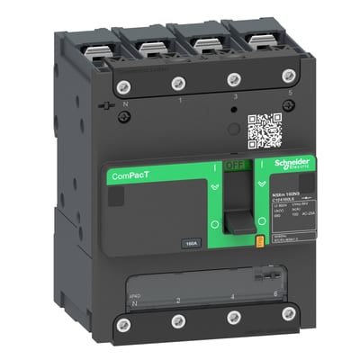 Schneider Electric Switch disconnector, ComPacT NSXm 160NA, 4 poles, thermal current Ith 160A, compression lugs and busbar connectors C124160BS