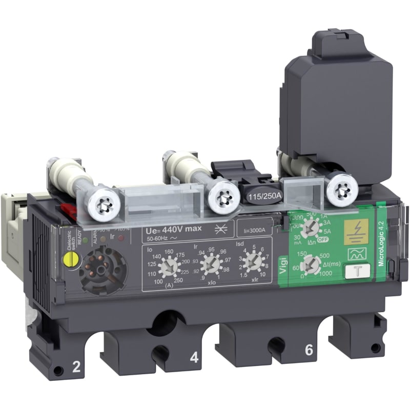 Schneider Electric Trip unit MicroLogic Vigi 4.2, ComPacT NSX100/160/250, 3 poles, electronic basic and earth leakage protections, 40A C1034V040