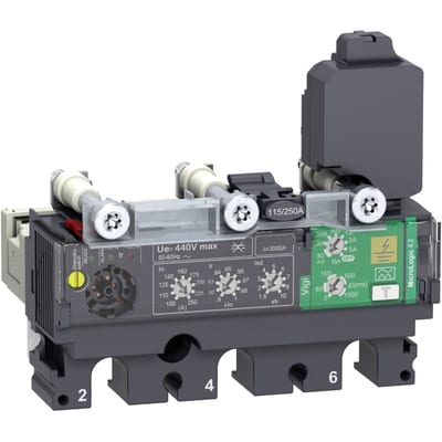 Schneider Electric Trip unit MicroLogic Vigi 4.2, ComPacT NSX100/160/250, 3 poles, electronic basic and earth leakage protections, 100A C1034V100