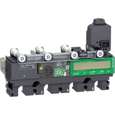 Schneider Electric Trip unit MicroLogic Vigi 7.2E, ComPacT NSX160/250, 4 poles, basic and earth leakage protections, energy meter, 160A C1647E160