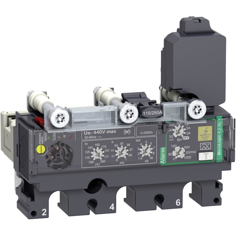 Schneider Electric Trip unit MicroLogic Vigi 4.2AL, ComPacT NSX100-250, 3 poles, electronic basic protections, earth leakage alarm, 100A C1034A100