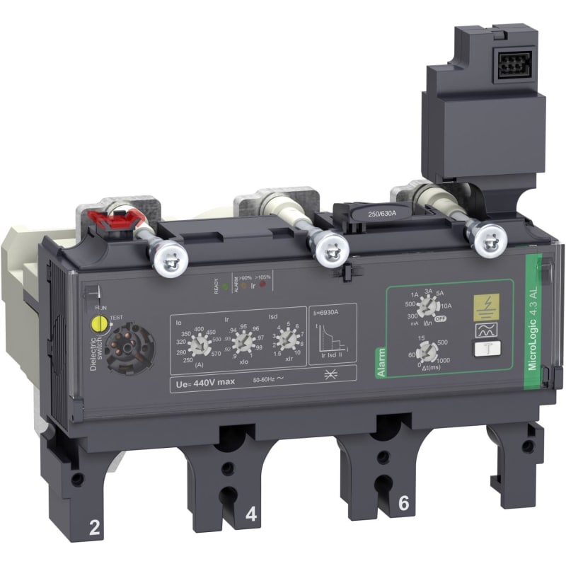 Schneider Electric Trip unit MicroLogic Vigi 4.3AL, ComPacT NSX400/630, 3 poles, electronic basic protections, earth leakage alarm, 400A C4034A400
