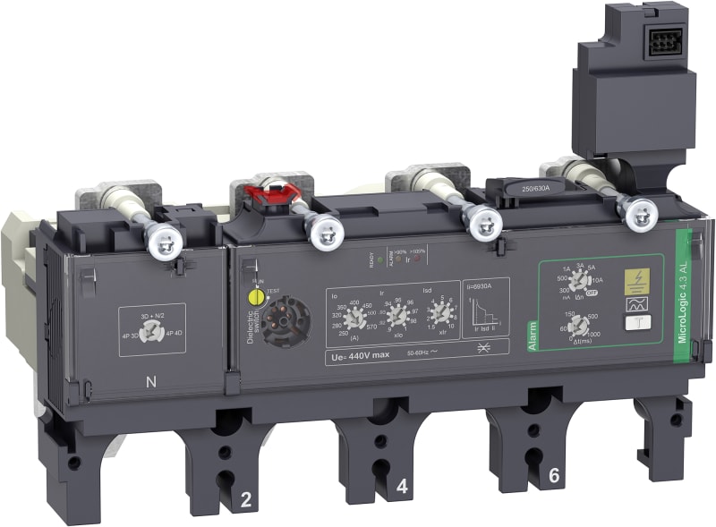 Schneider Electric Trip unit MicroLogic Vigi 4.3AL, ComPacT NSX400/630, 4 poles, electronic basic protections, earth leakage alarm, 400A C4044A400