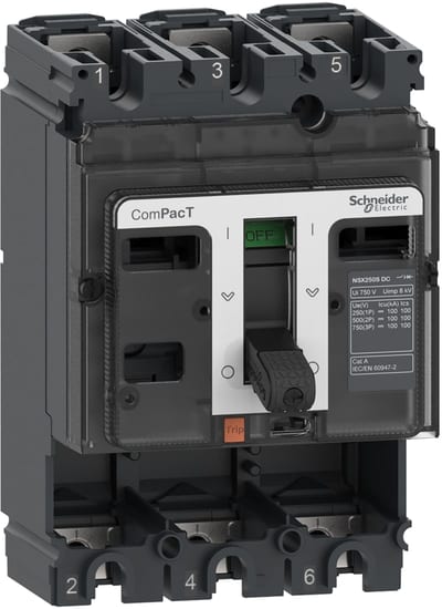 Schneider Electric Circuit breaker basic frame, ComPacT NSX100F DC, 36KA/750VDC, 3 poles, 100A frame rating, without trip unit C10F3D