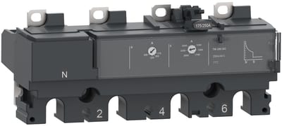 Schneider Electric Trip unit TM80DC, ComPacT NSX100 DC, 4 poles, thermal magnetic protections, 80A rating C104TM080D
