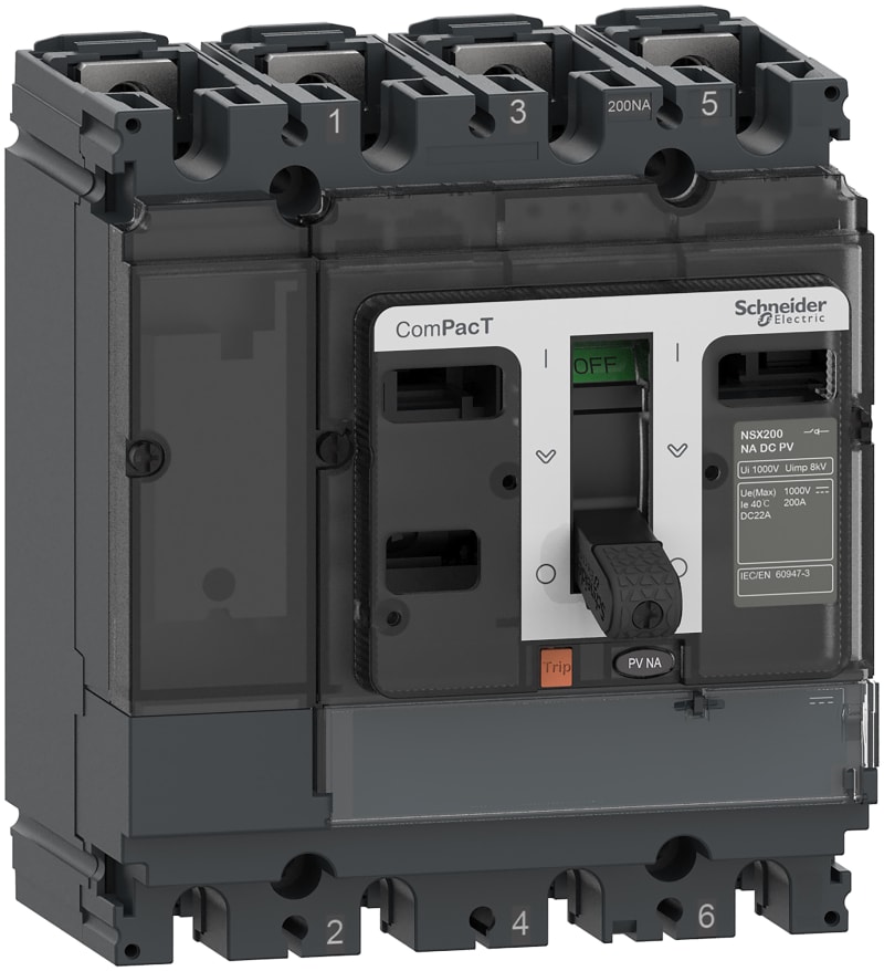 Schneider Electric Switch disconnector, ComPacT NSX100NA DC PV, 4 poles, fixed, 100A rating, 1000V C104100D1S