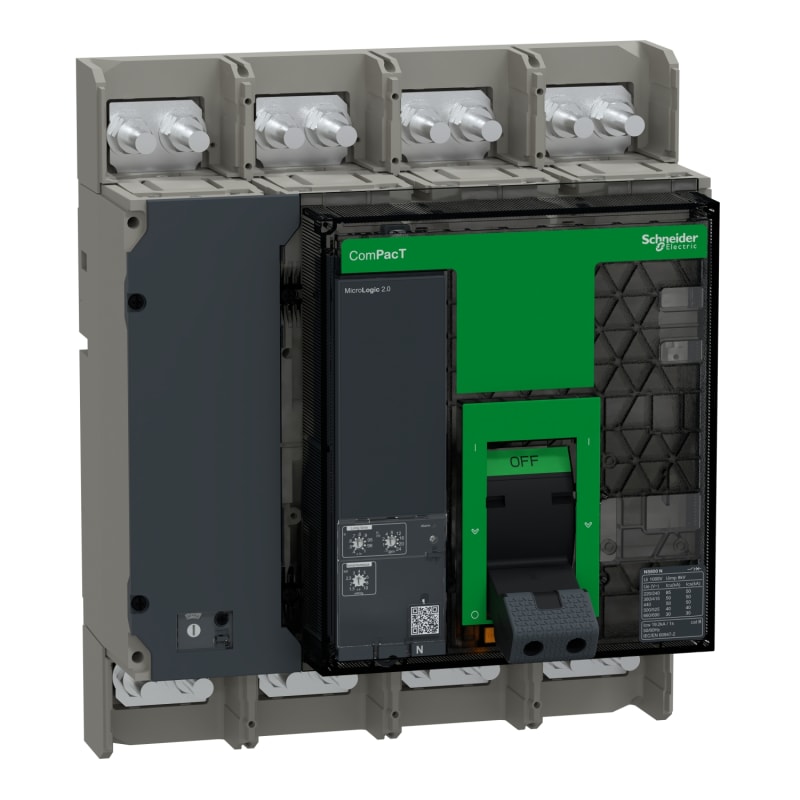 Schneider Electric Circuit breaker, ComPacT NS800N, 50KA at 415VAC, 4P, fixed, manually operated, MicroLogic 2.0 control unit, 800A C080N420FM