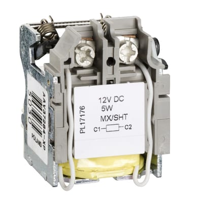 Schneider Electric MX shunt release, ComPacT NSX, rated voltage 12 VDC, screwless spring terminal connections LV429382