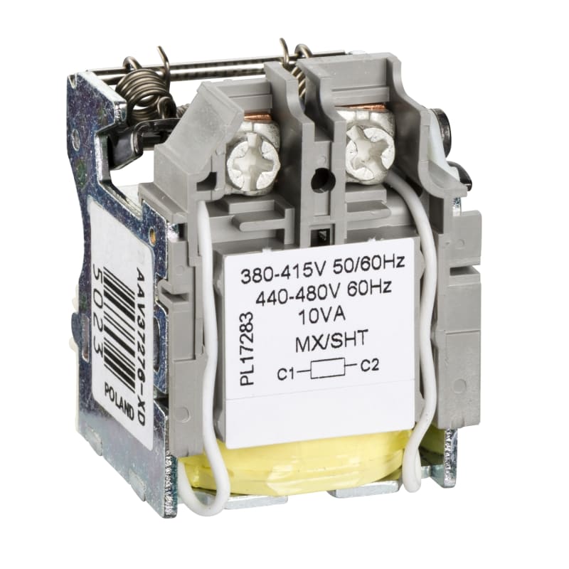 Schneider Electric MX shunt release, ComPacT NSX, rated voltage 380/415 VAC 50/60 Hz, 440/480 VAC 60 Hz, screwless spring terminal connections LV429388