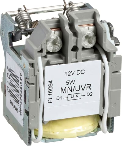 Schneider Electric MN undervoltage release, ComPacT NSX, rated voltage 220/240 VAC 50/60 Hz, 208/277 VAC 60 Hz, screwless spring terminal connections LV429407