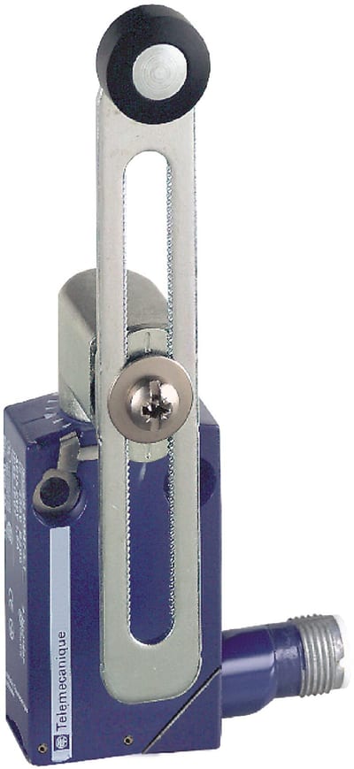 Telemecanique XCMD2145C12 Limit Switch, Adjustable-Length Roller Lever, Metal Body, M12 connector (5-pin)