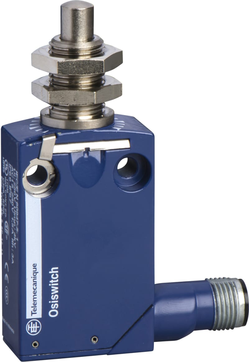 Telemecanique XCMD21F0M12 Limit Switch, Plunger Head, Metal Body, M12 connector