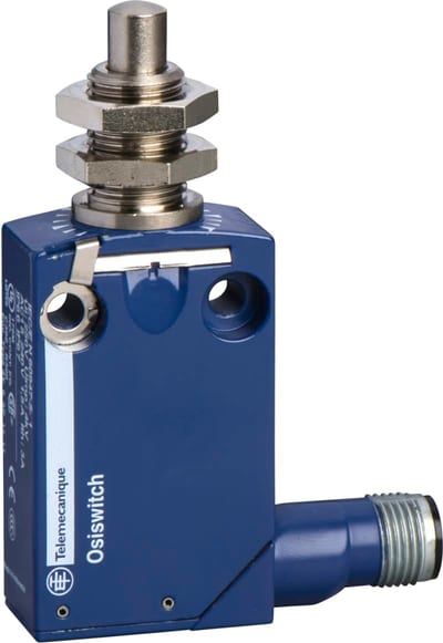 Telemecanique XCMD21F0M12 Limit Switch, Plunger Head, Metal Body, M12 connector