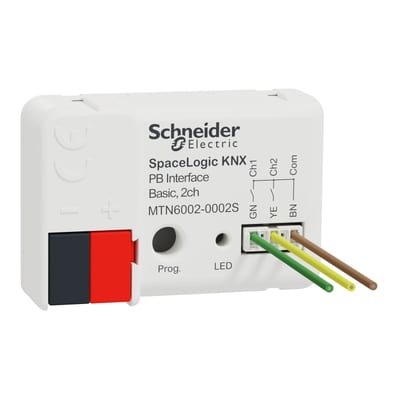 Schneider Electric Pushbutton Interface Basic, Spacelogic KNX, secure, 2 channel, white MTN6002-0002S