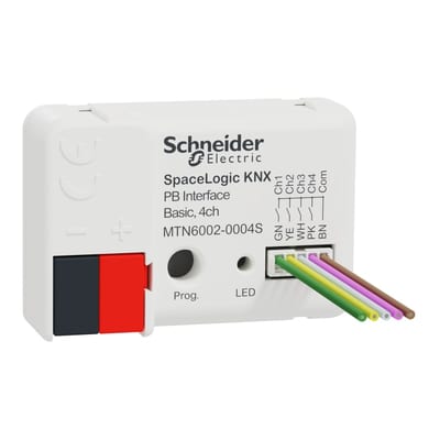 Schneider Electric Pushbutton Interface Basic, Spacelogic KNX, secure, 4 channel, white MTN6002-0004S