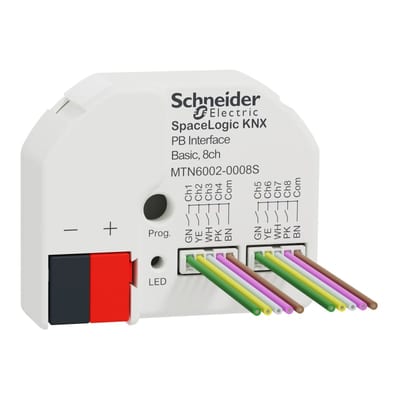 Schneider Electric Pushbutton Interface Basic, Spacelogic KNX, secure, 8 channel, white MTN6002-0008S