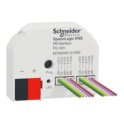 Schneider Electric Pushbutton Interface Pro, Spacelogic KNX, secure, 8 channel, white MTN6002-0108S