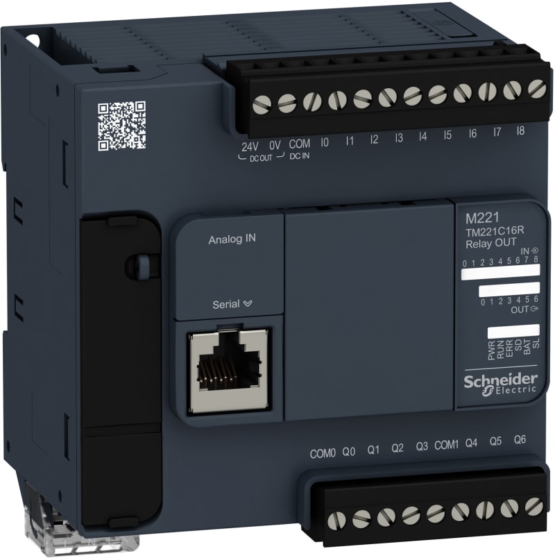 Schneider Electric Logic controller, 16 inputs/outputs, 7 relay outputs, 100…240 V AC TM221C16R