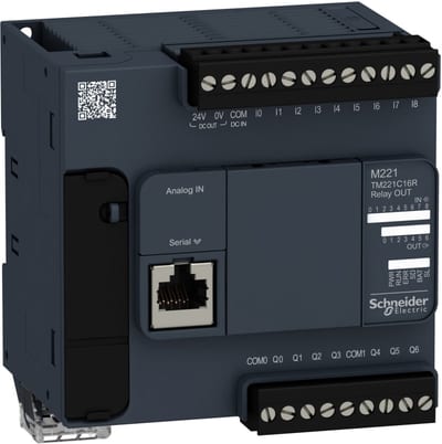 Schneider Electric Logic controller, 16 inputs/outputs, 7 relay outputs, 100…240 V AC TM221C16R