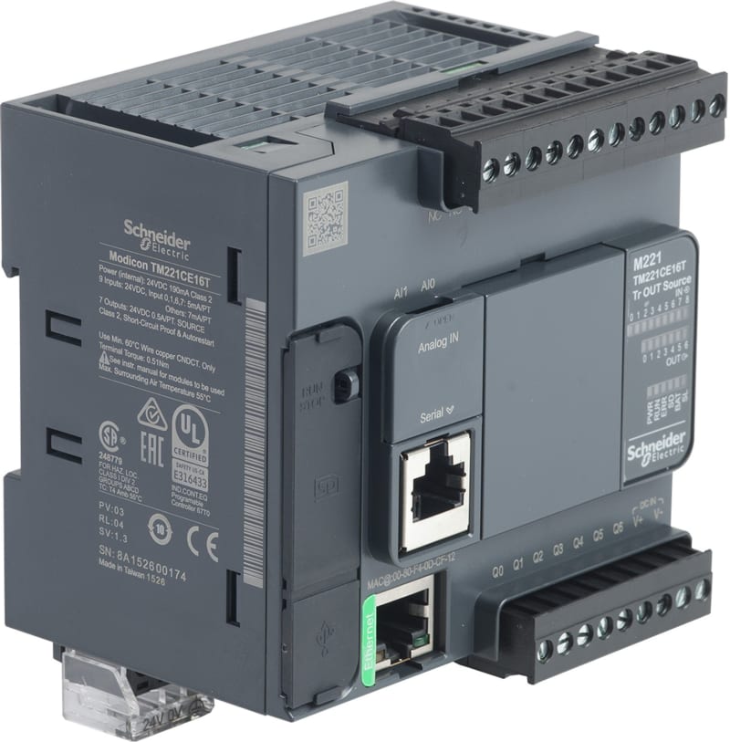 Schneider Electric controller M221 16 IO transistor PNP Ethernet TM221CE16T