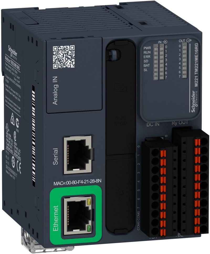 Schneider Electric controller M221 16 IO relay Ethernet spring TM221ME16RG
