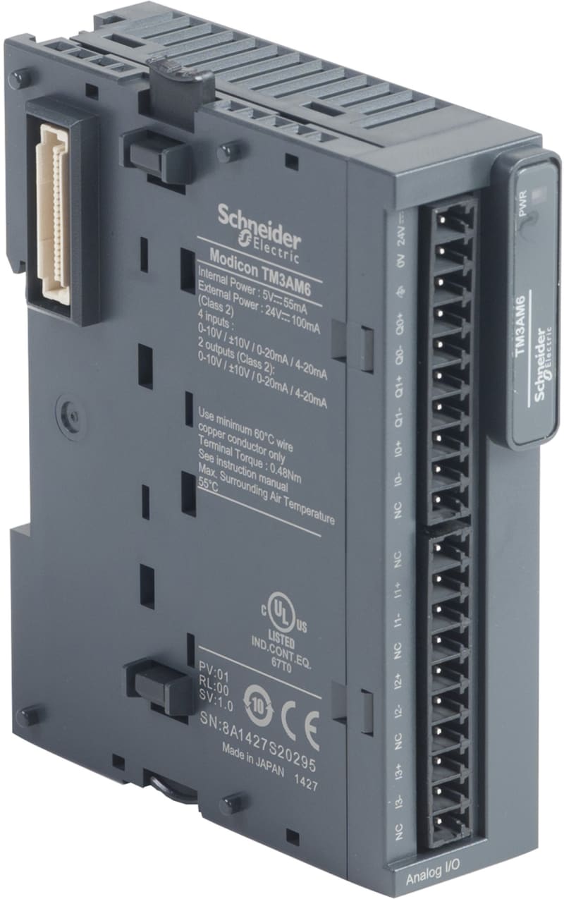 Schneider Electric Modicon TM3 - 4 analog inputs, 2 analog output (screw) 24VDC TM3AM6