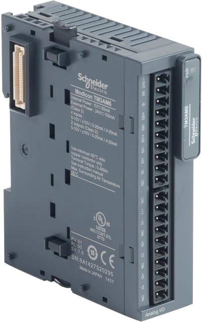 Schneider Electric Modicon TM3 - 4 analog inputs, 2 analog output (screw) 24VDC TM3AM6