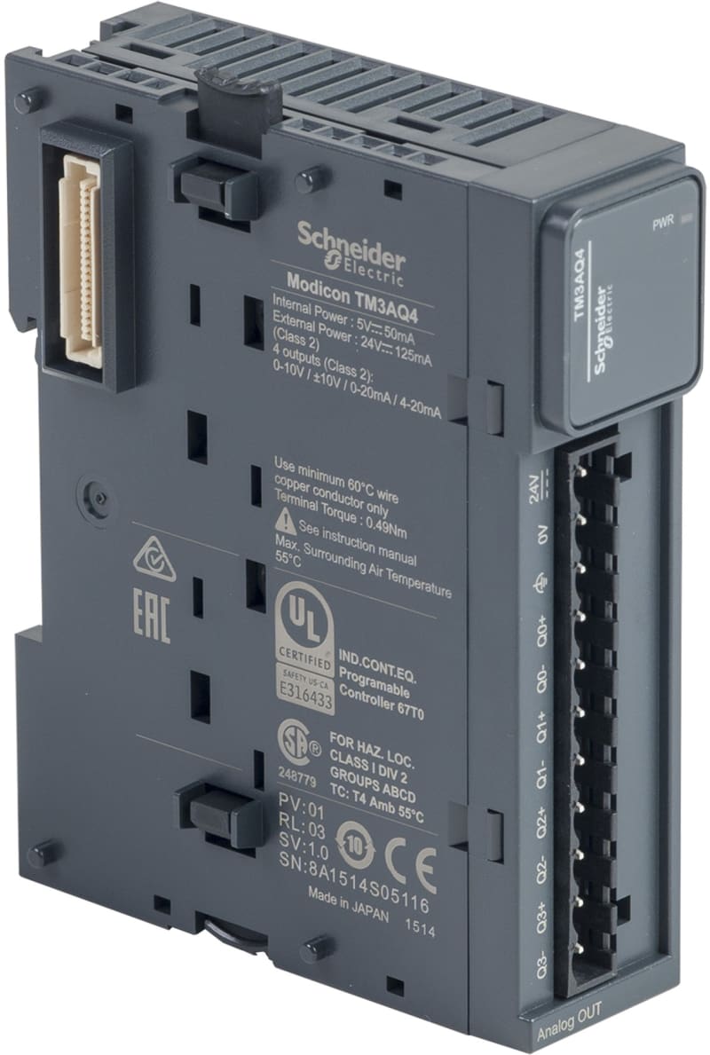 Schneider Electric TM3AQ4 Modicon TM3 4 Analog Outputs Screw 24VDC
