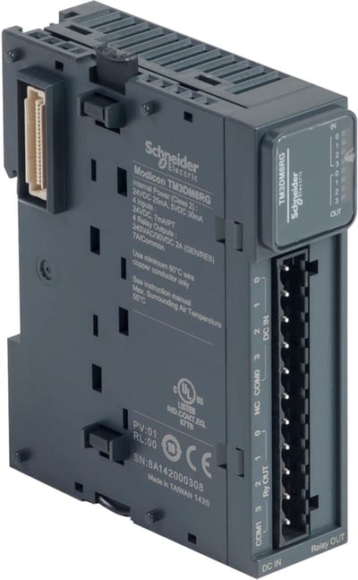 Schneider Electric Modicon TM3 - 8 IO (4 inputs, 4 relay outputs, spring) 24VDC TM3DM8RG