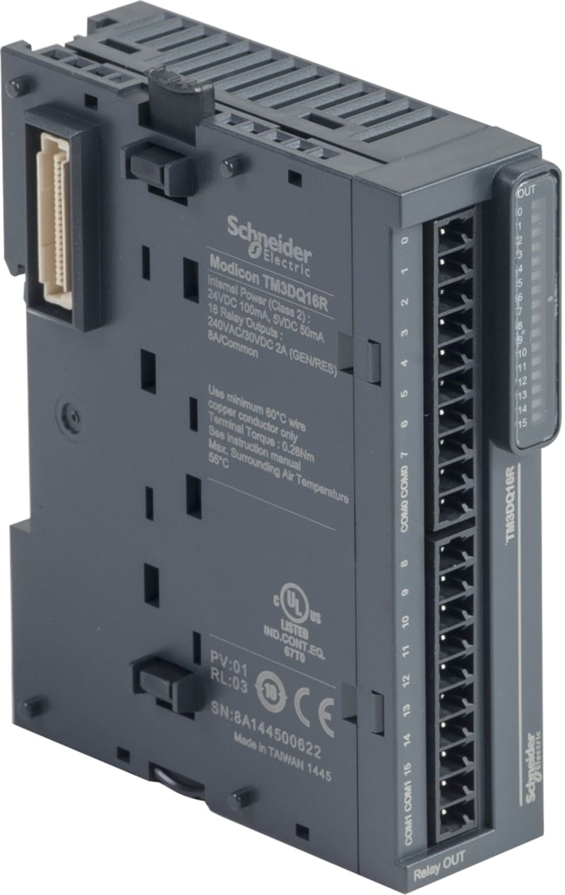 Schneider Electric Modicon TM3 - 16 relay outputs (screw) 24VDC TM3DQ16R