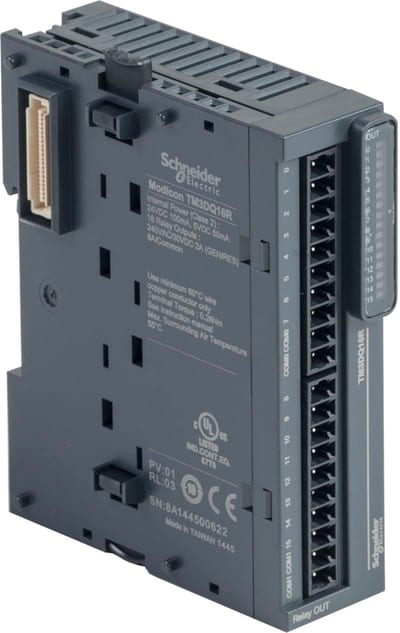 Schneider Electric Modicon TM3 - 16 relay outputs (screw) 24VDC TM3DQ16R