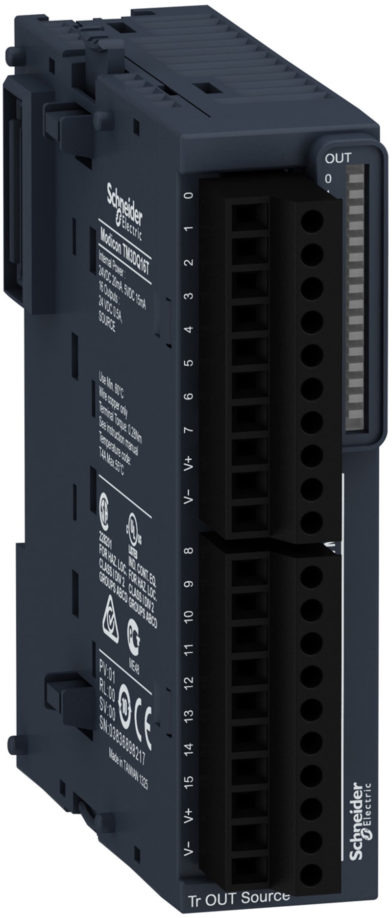 Schneider Electric Modicon TM3 - 16 outputs transistor PNP (screw) TM3DQ16T