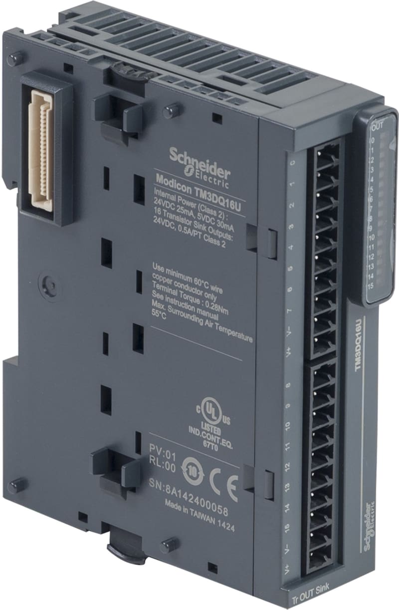 Schneider Electric Modicon TM3 - 16 outputs transistor NPN (screw) TM3DQ16U