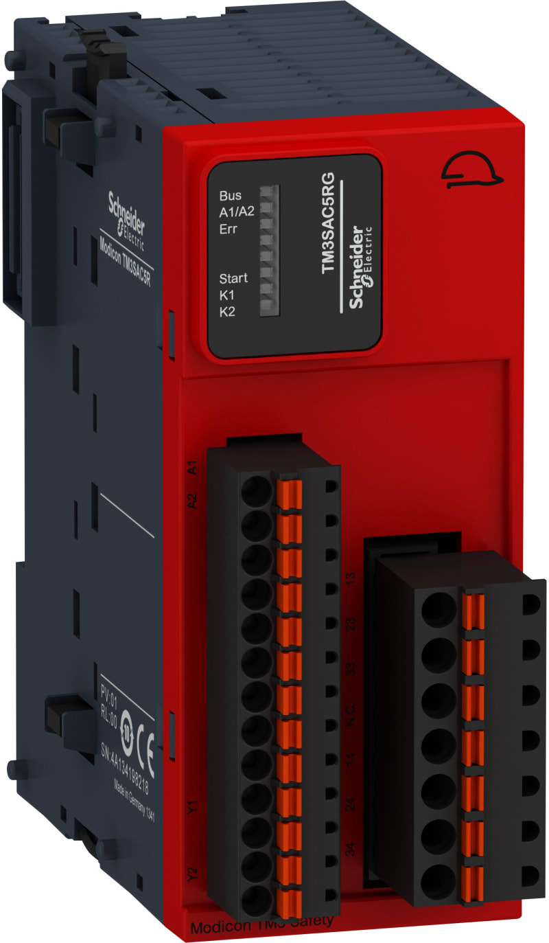 Schneider Electric Modicon TM3 Safety module - 1 Function, Cat 3 PL d/SIL CL2 (spring) 24VDC TM3SAC5RG