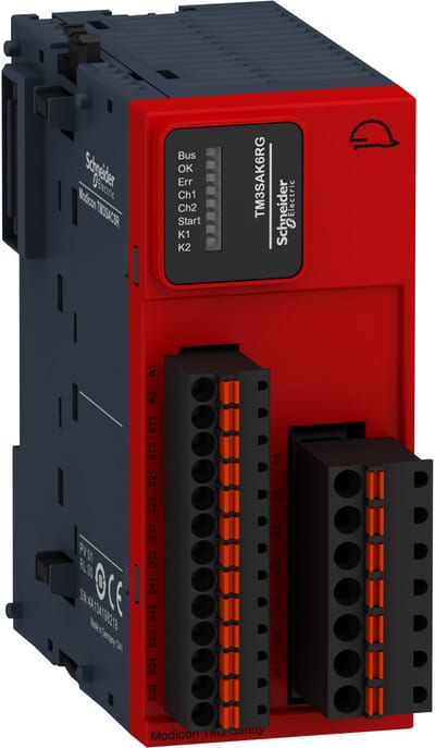 Schneider Electric Modicon TM3 Safety module - 3 Function, Cat 4 PL e/SIL CL3 (spring) 24VDC TM3SAK6RG