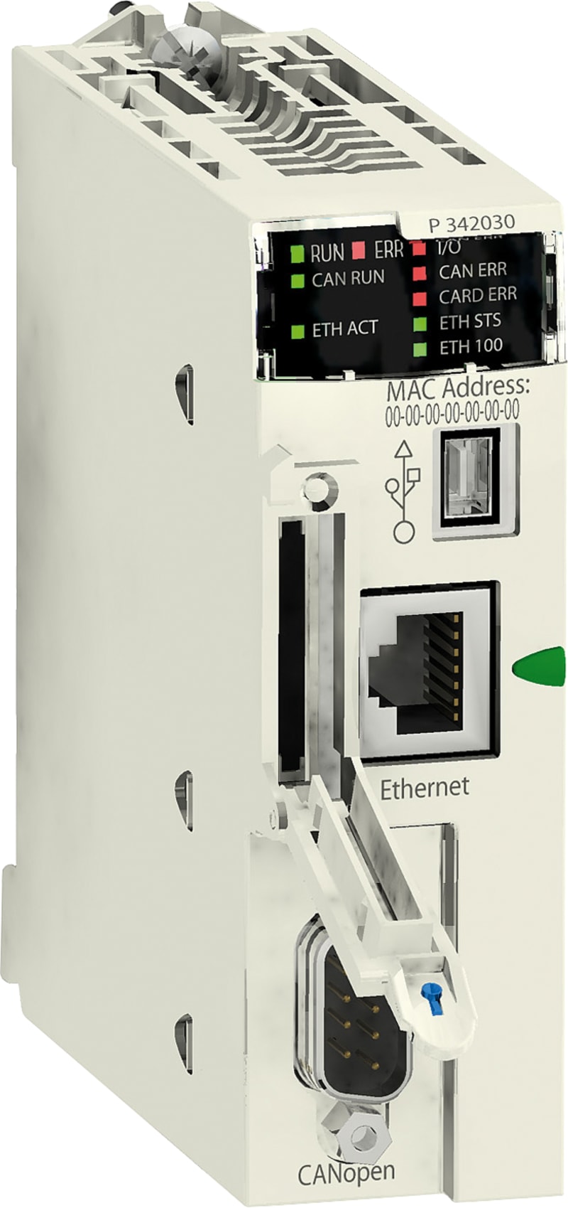 Schneider Electric processor module M340 - max 1024 discrete + 256 analog I/O - CANOpen BMXP3420302