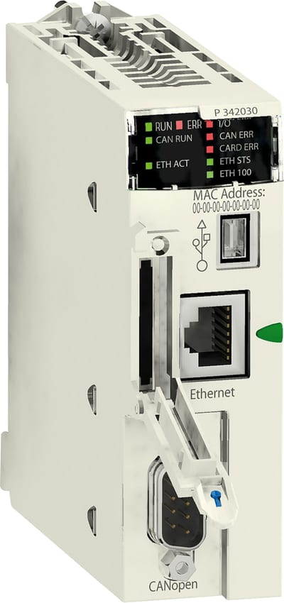 Schneider Electric processor module M340 - max 1024 discrete + 256 analog I/O - CANOpen BMXP3420302