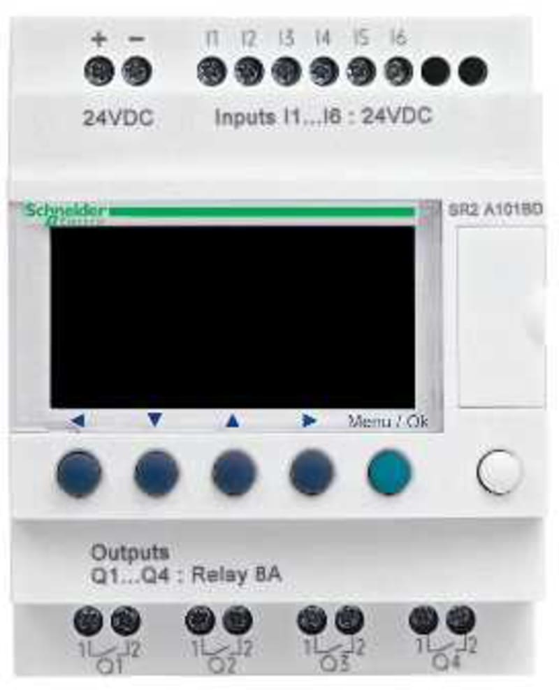 Schneider Electric compact smart relay Zelio Logic - 10 I O - 24 V DC - no clock - display SR2A101BD